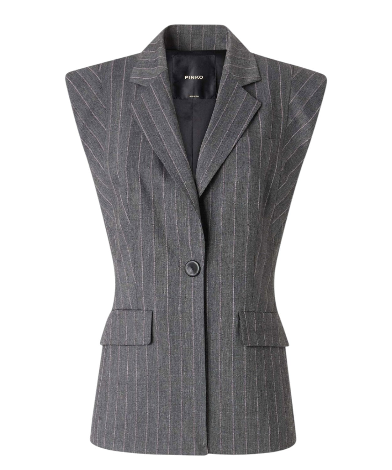 Gilet Donna Gessato Misto Lana Stretch Pinko