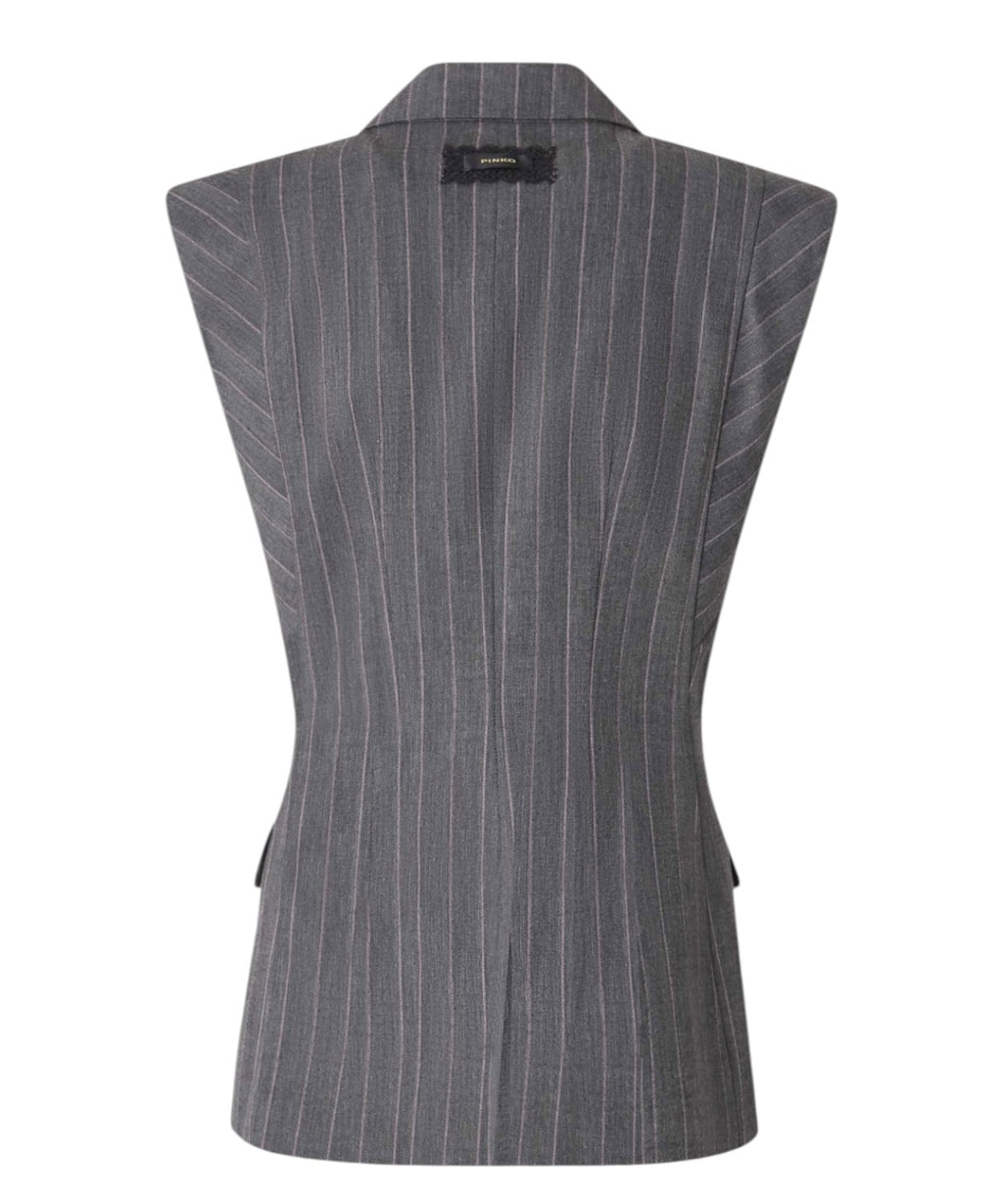 Gilet Donna Gessato Misto Lana Stretch Pinko
