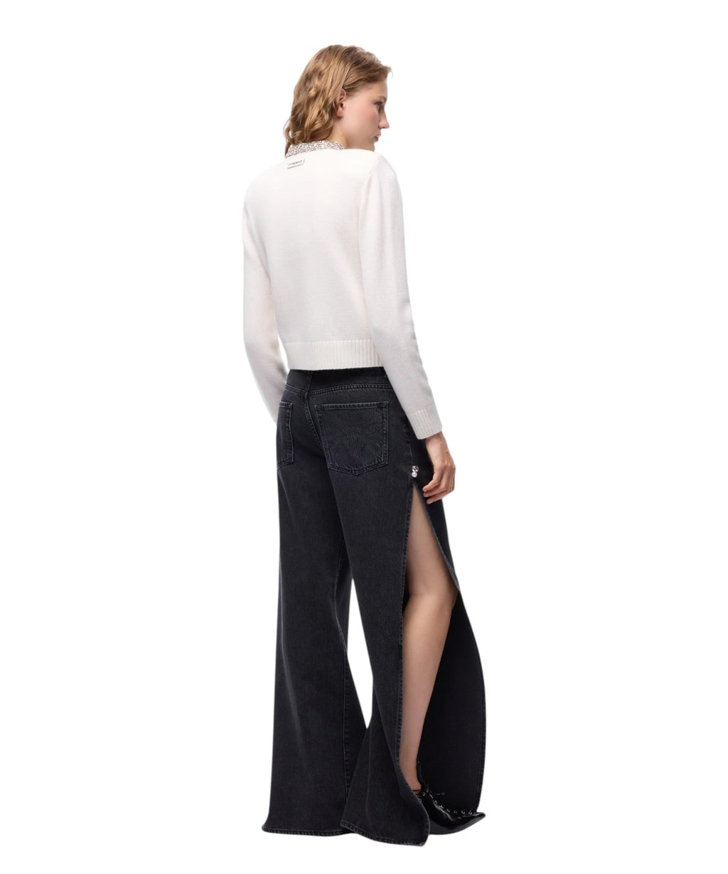 Pantaloni Pinko Wanda Denim con Spacco Laterale