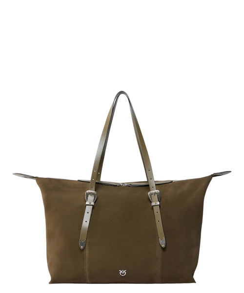 Pinko Borsa Tote in Suede con Dettagli Texani