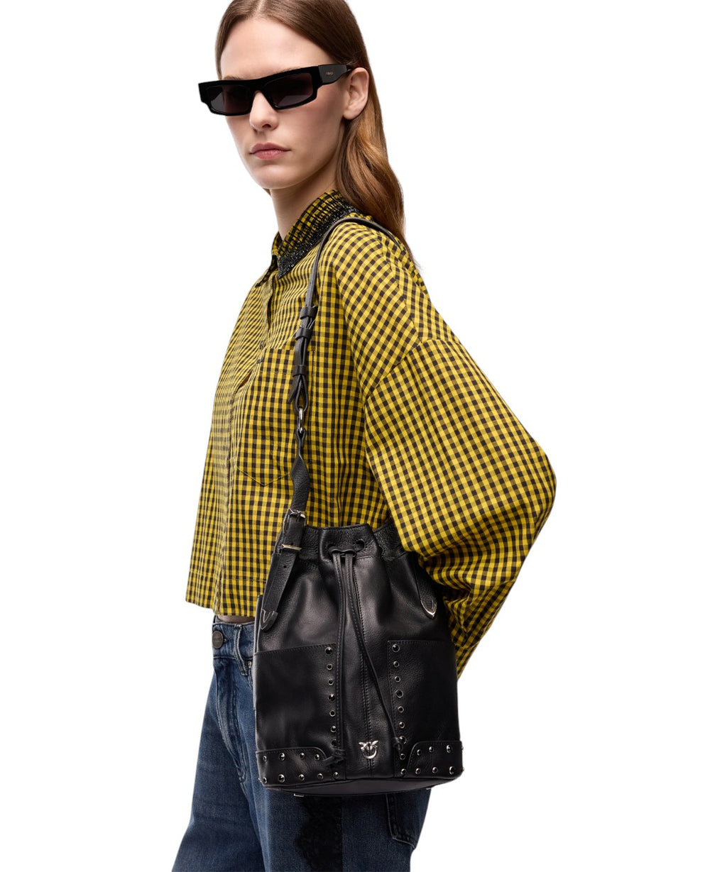 Sac Pinko Bucket Mini en cuir avec clous bijoux