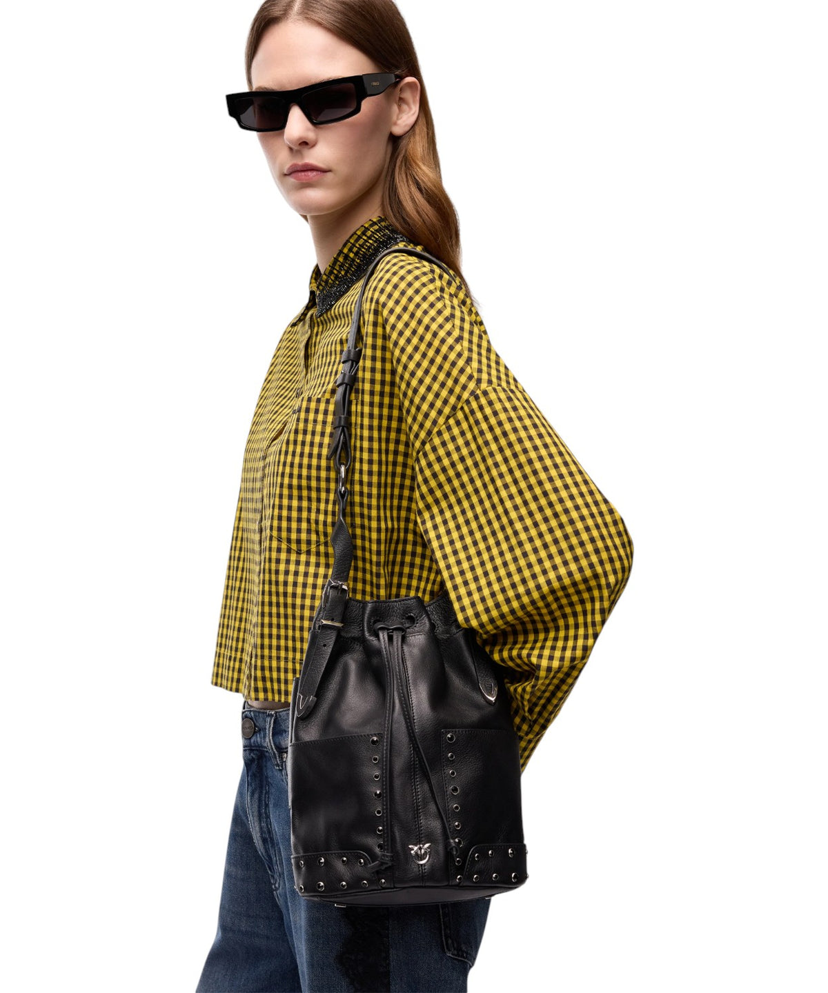 Sac Pinko Bucket Mini en cuir avec clous bijoux