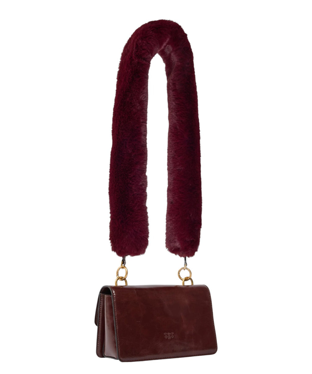 Mini Love Bag One Light Pinko en cuir brillant avec double bandoulière