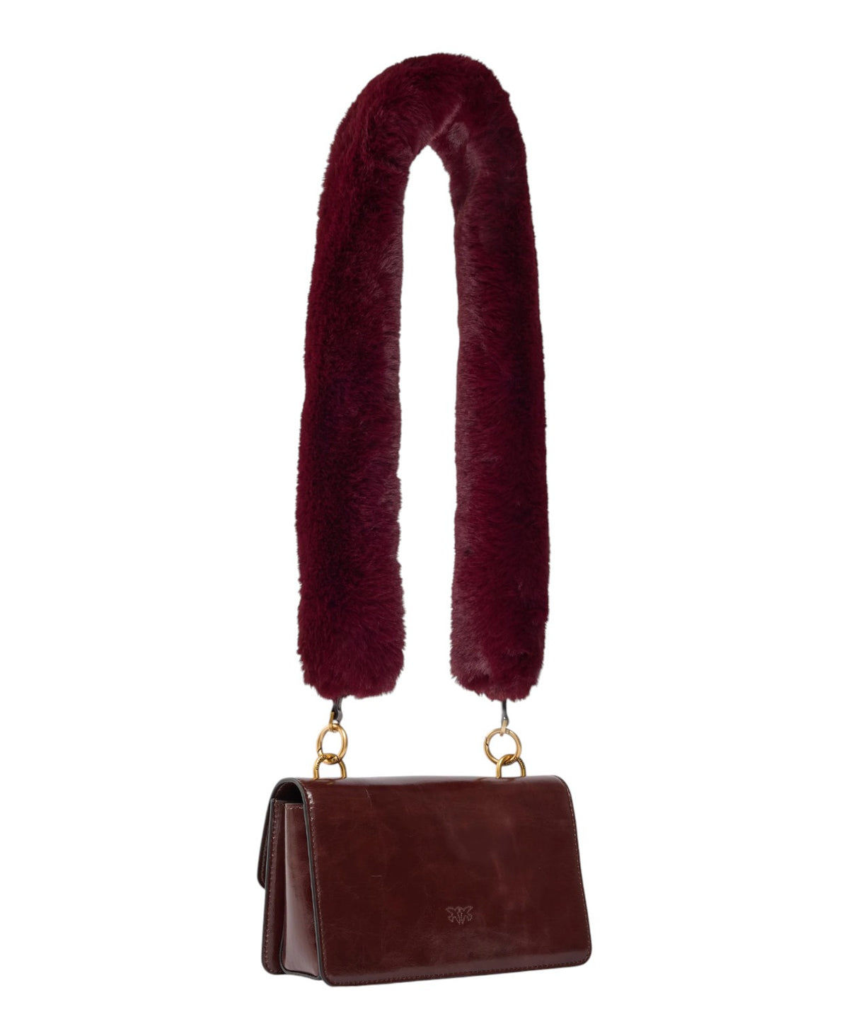 Mini Love Bag One Light Pinko en cuir brillant avec double bandoulière