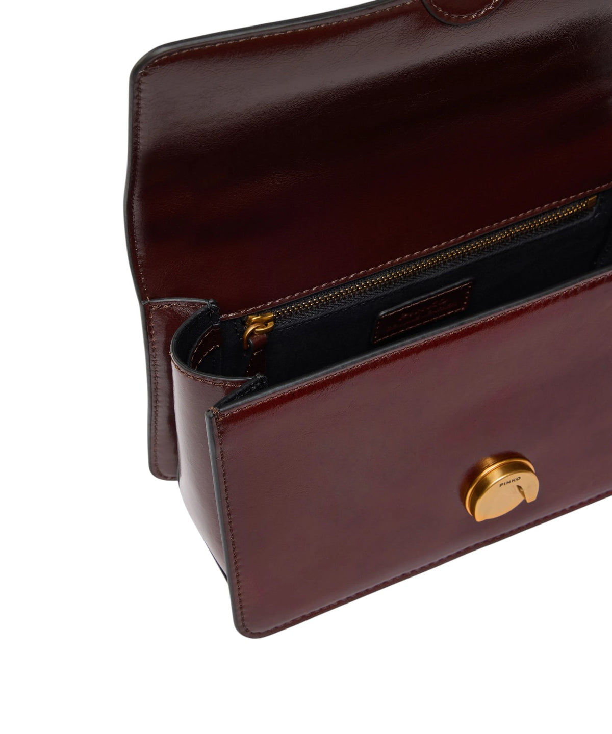 Mini Love Bag One Light Pinko en cuir brillant avec double bandoulière