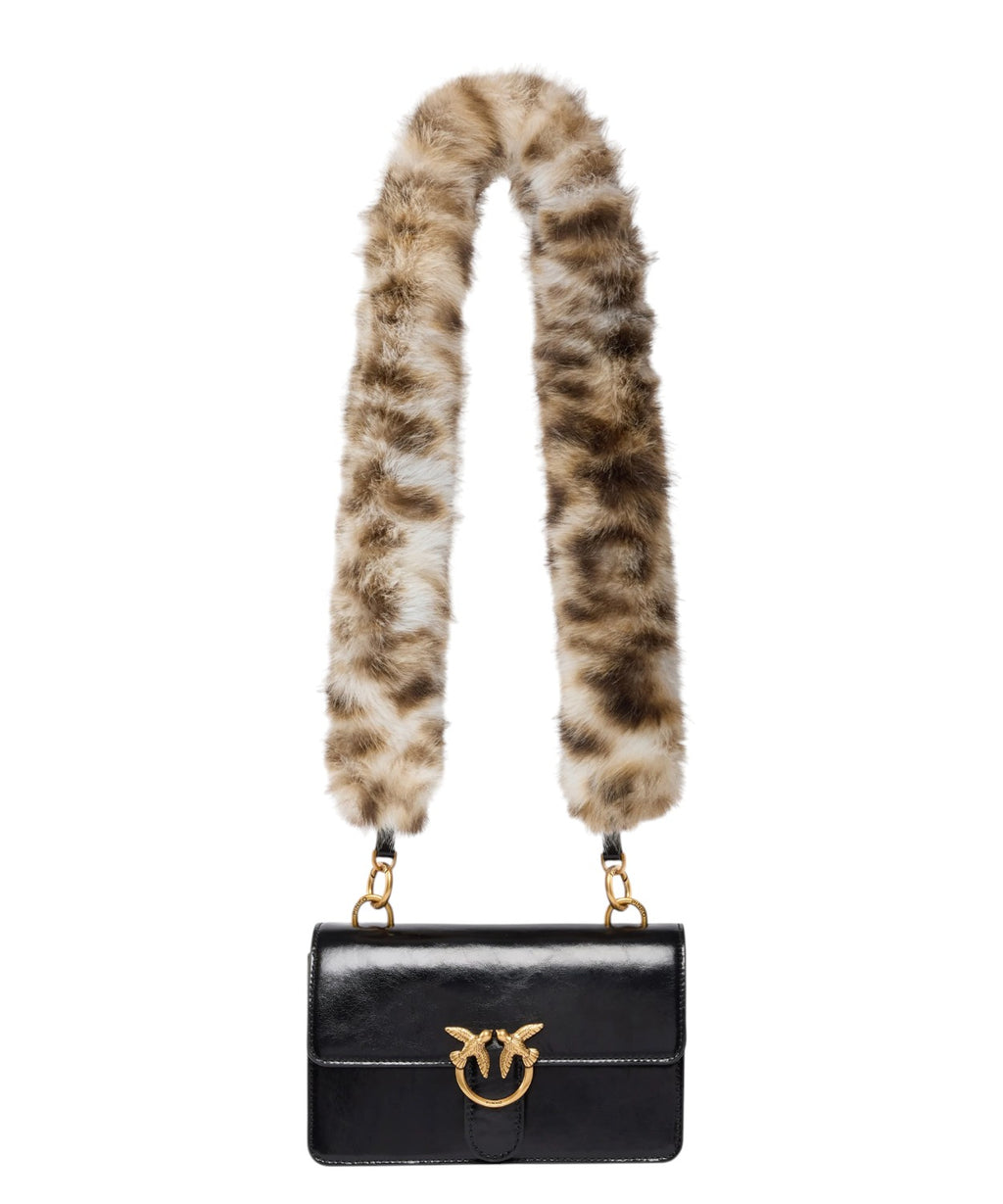 Mini Love Bag One Light Pinko en cuir brillant avec double bandoulière
