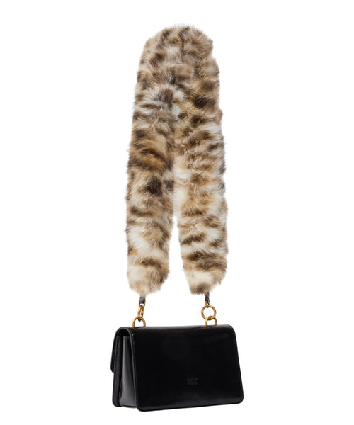 Mini Love Bag One Light Pinko en cuir brillant avec double bandoulière