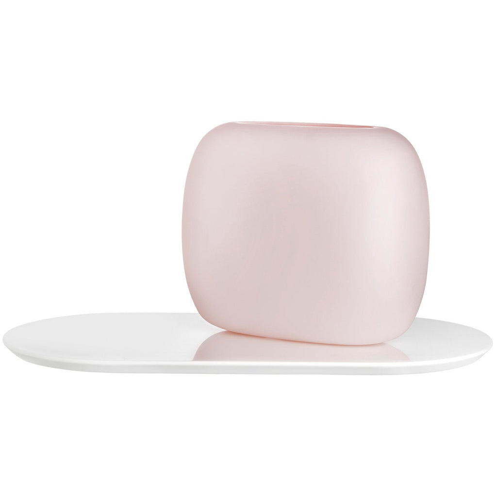 Sweets Vase Opal Pink with White Glossy Base Large-NUDE EU-Vasi-Vittorio Citro Boutique