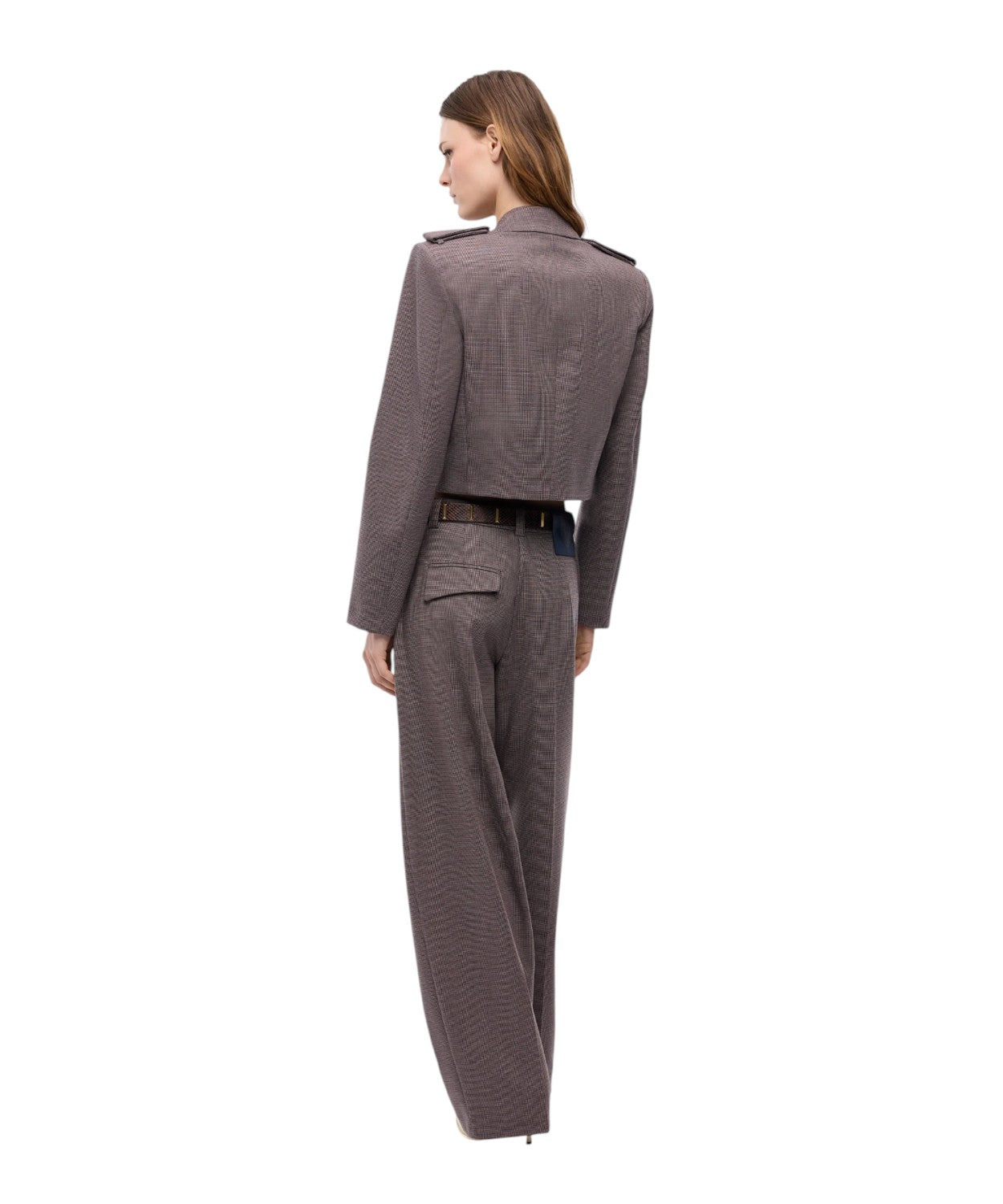 Giacca cropped Pinko in misto lana pied-de-poule