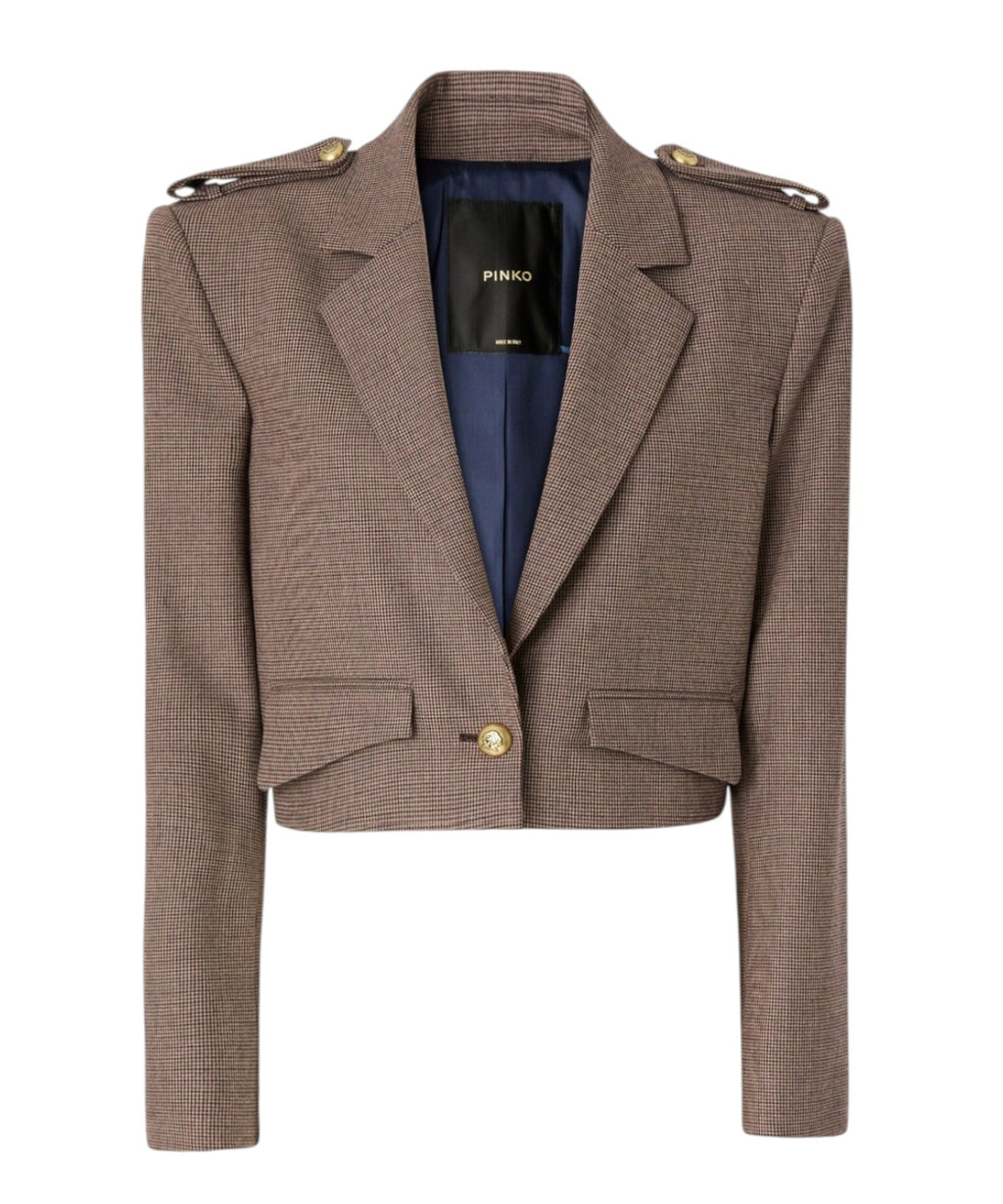 Giacca cropped Pinko in misto lana pied-de-poule