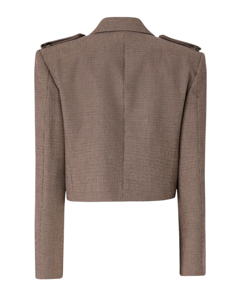 Giacca cropped Pinko in misto lana pied-de-poule