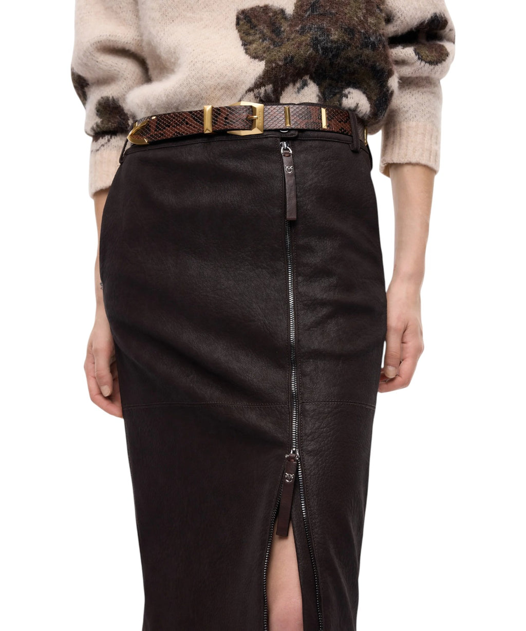 Jupe crayon femme effet cuir nubuck Pinko