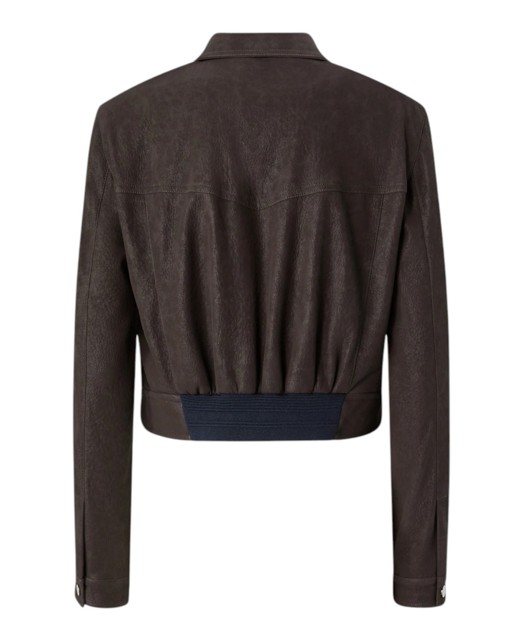 Veste courte en cuir nubuck PINKO