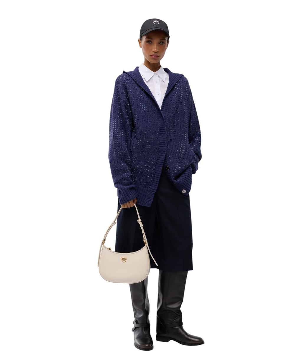 Cardigan femme oversize Pinko en laine mélangée avec strass