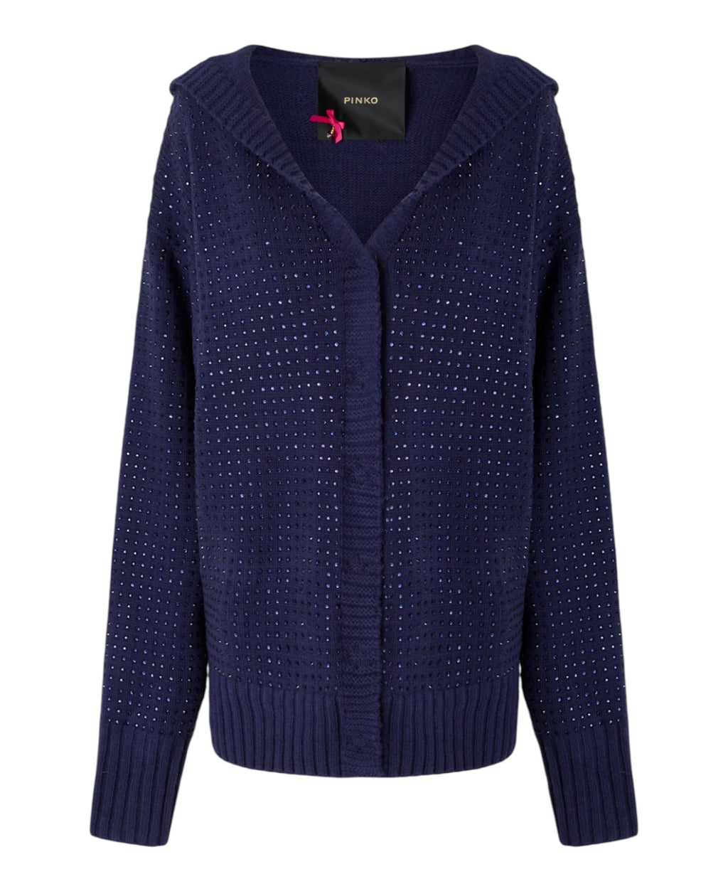 Cardigan femme oversize Pinko en laine mélangée avec strass