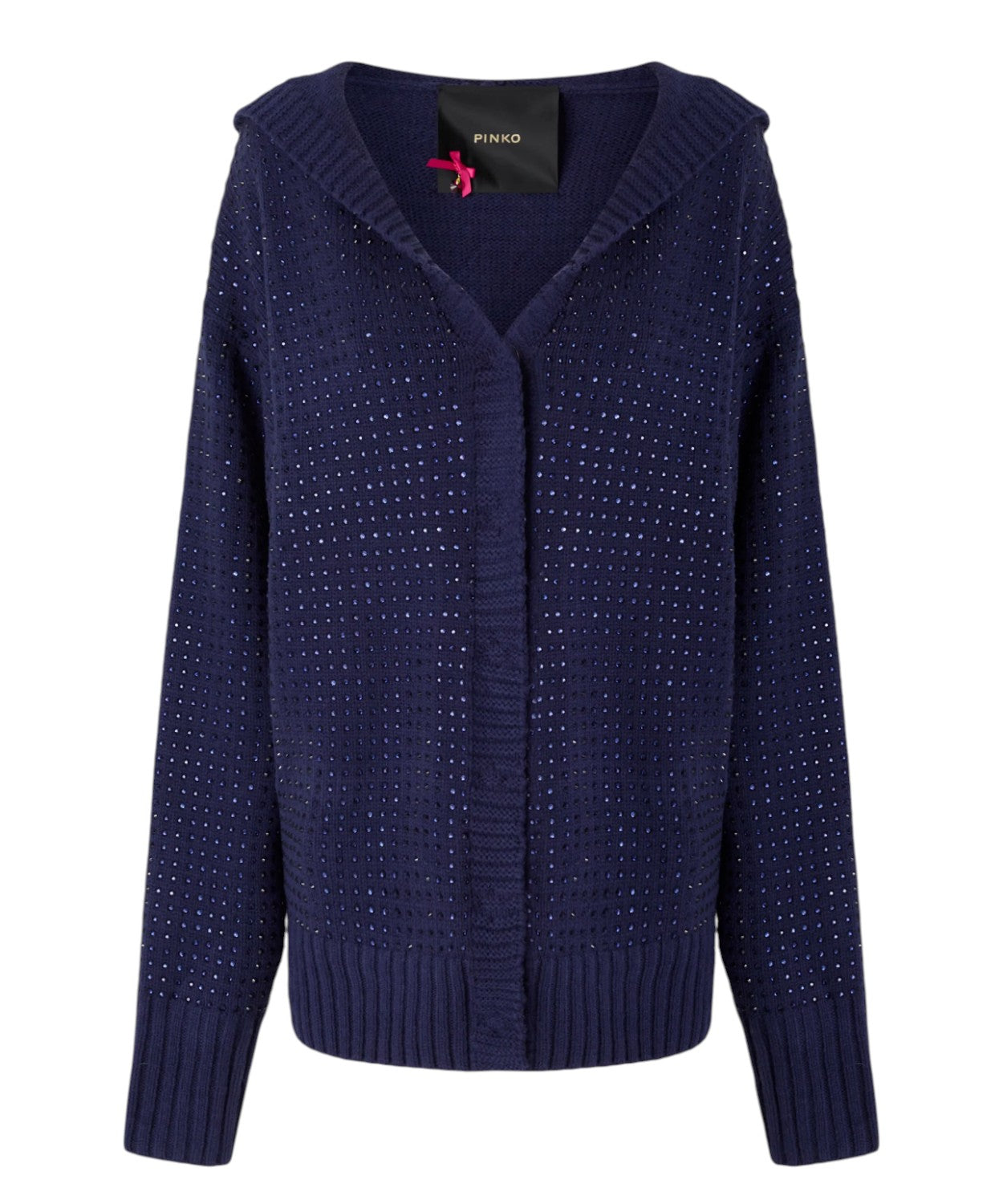 Cardigan donna oversize Pinko in misto lana con strass