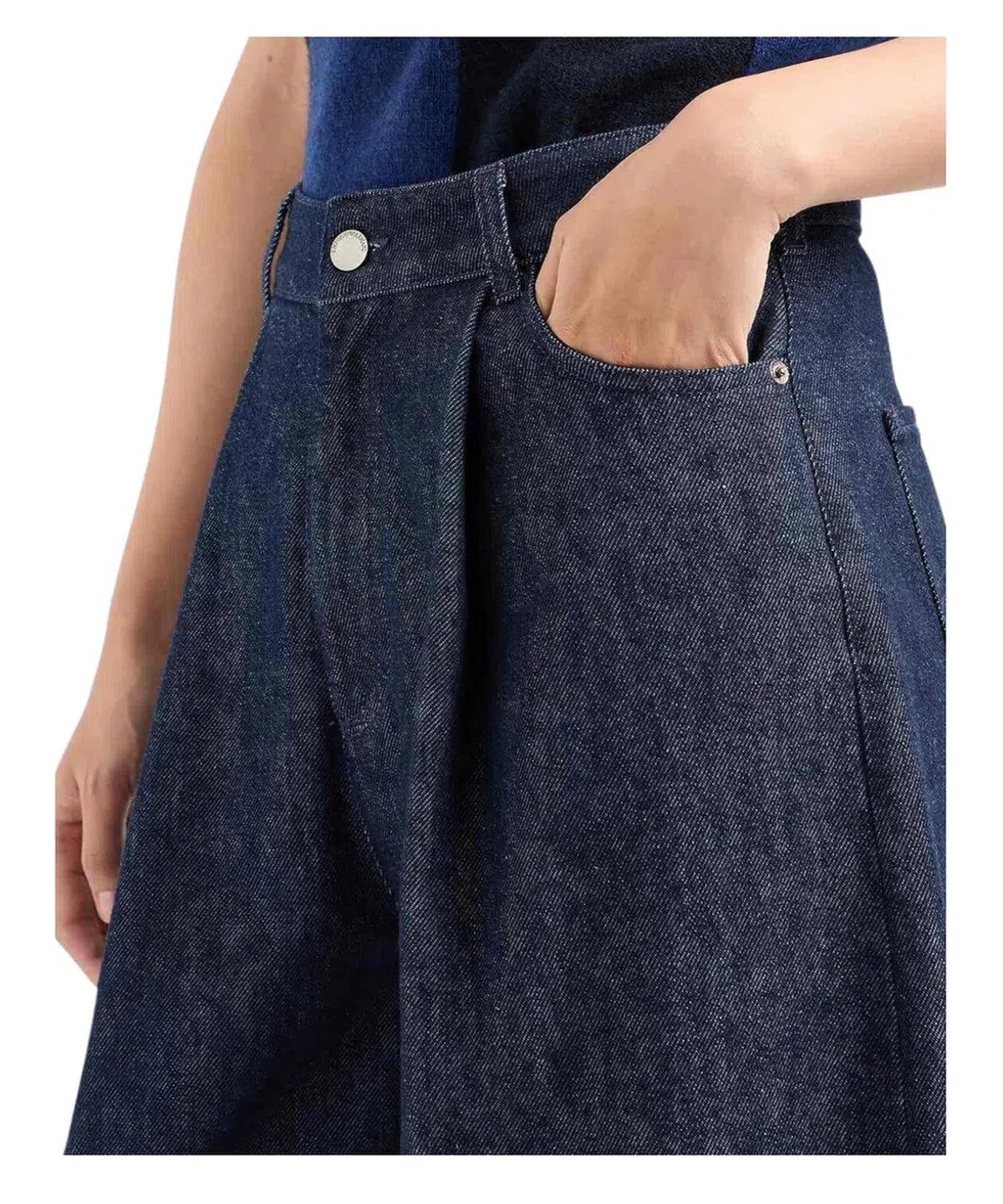 Jeans a vita alta con gamba ampia e pinces in denim rinse Icon-Jeans-Emporio Armani-Vittorio Citro Boutique