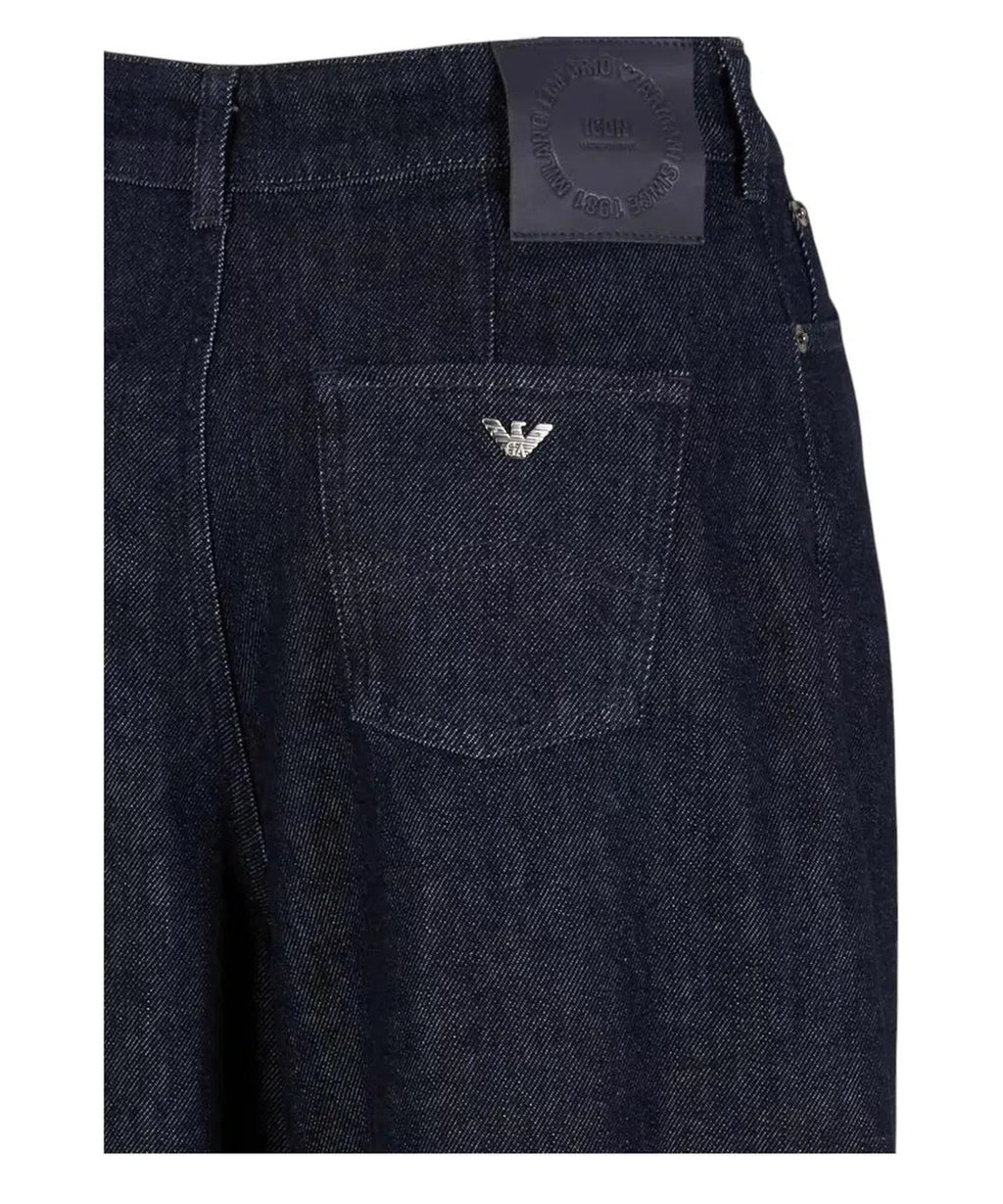 Jeans a vita alta con gamba ampia e pinces in denim rinse Icon-Jeans-Emporio Armani-Vittorio Citro Boutique