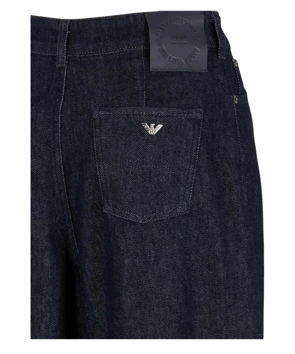 Jeans a vita alta con gamba ampia e pinces in denim rinse Icon-Jeans-Emporio Armani-Vittorio Citro Boutique