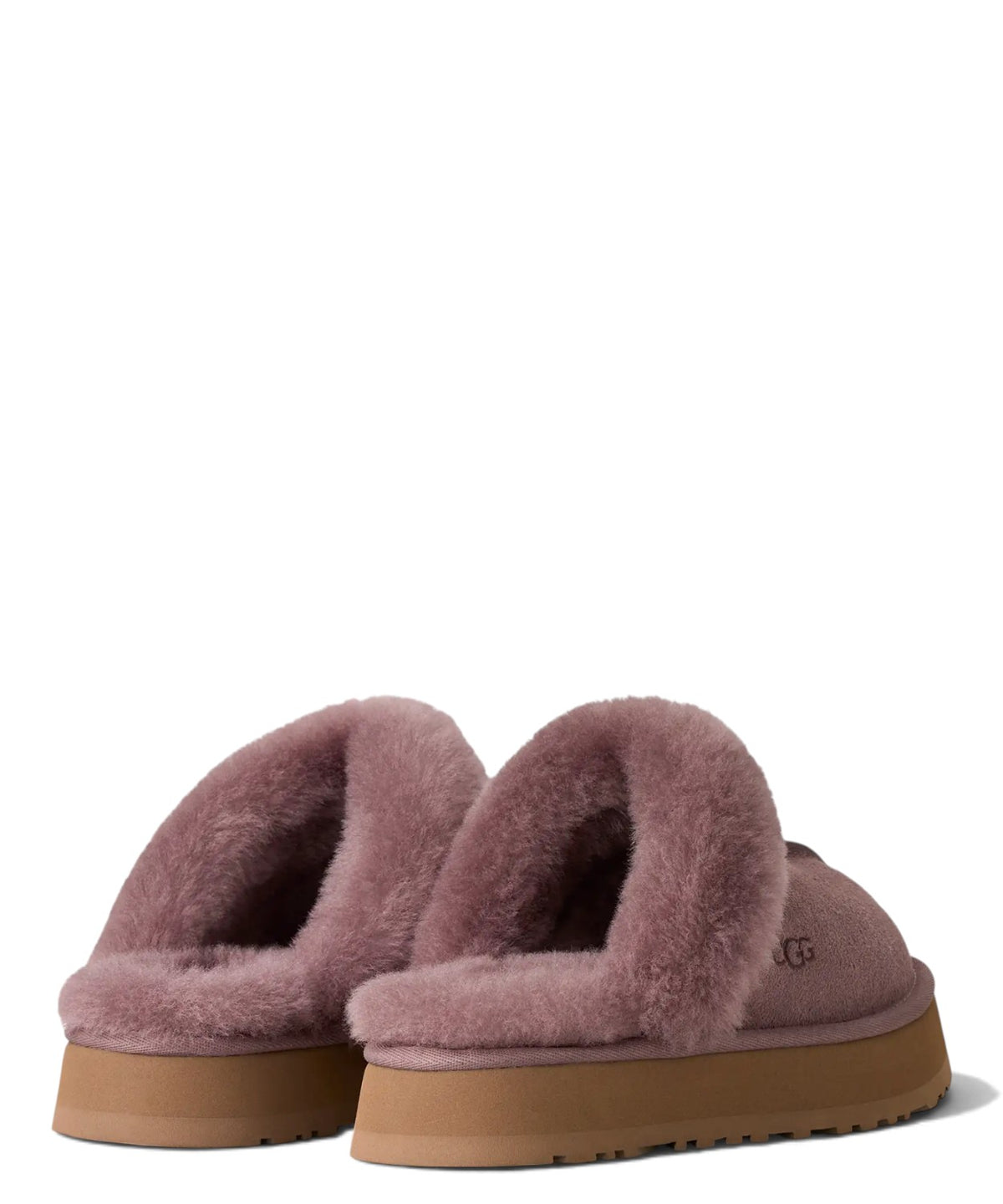 Claquettes UGG Disquette en daim et peau lainée avec semelle plateforme