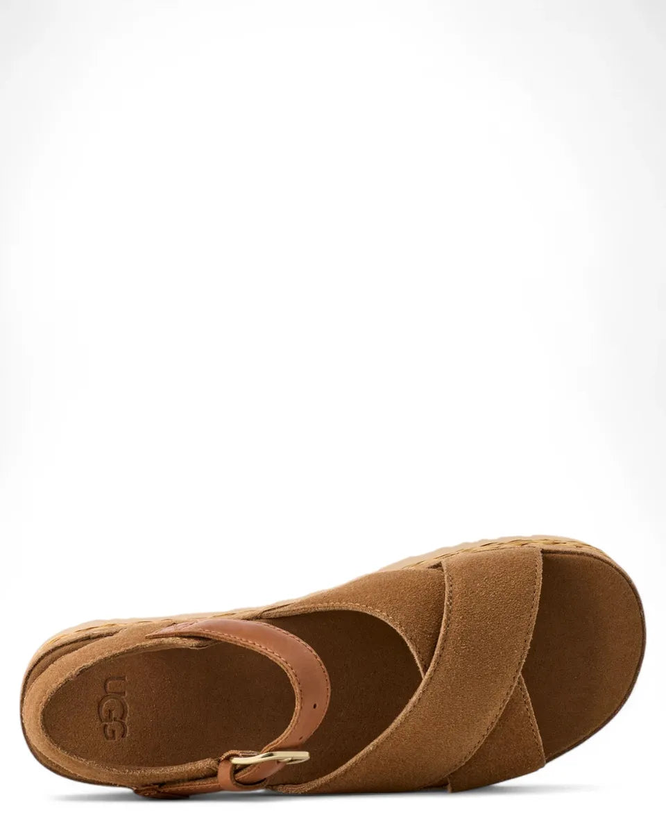 Sandali con Plateau in Camoscio e Rafia Aubrey Ankle Strap-Ugg-Sandali-Vittorio Citro Boutique