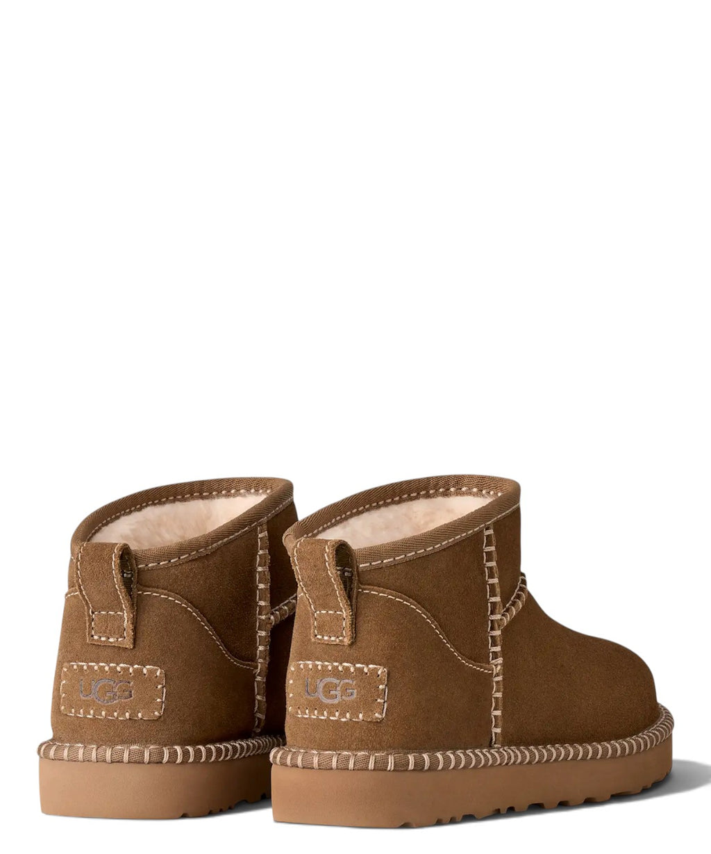 Bottes femme UGG Classic Ultra Mini Botanic en daim brodé