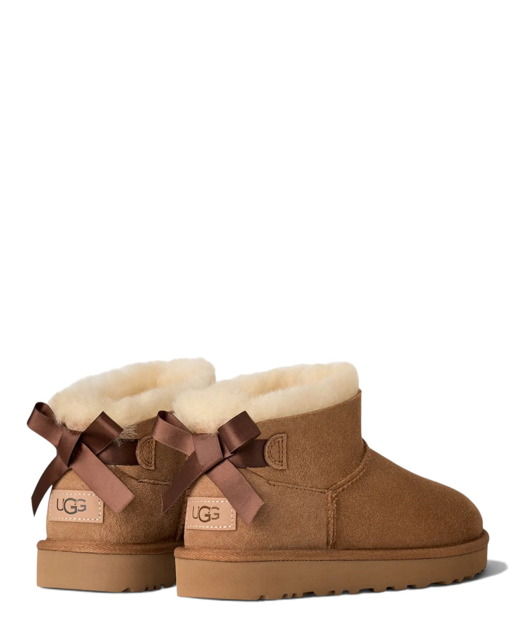 Bottes femme UGG Ultra Mini Bailey Bow en peau lainée
