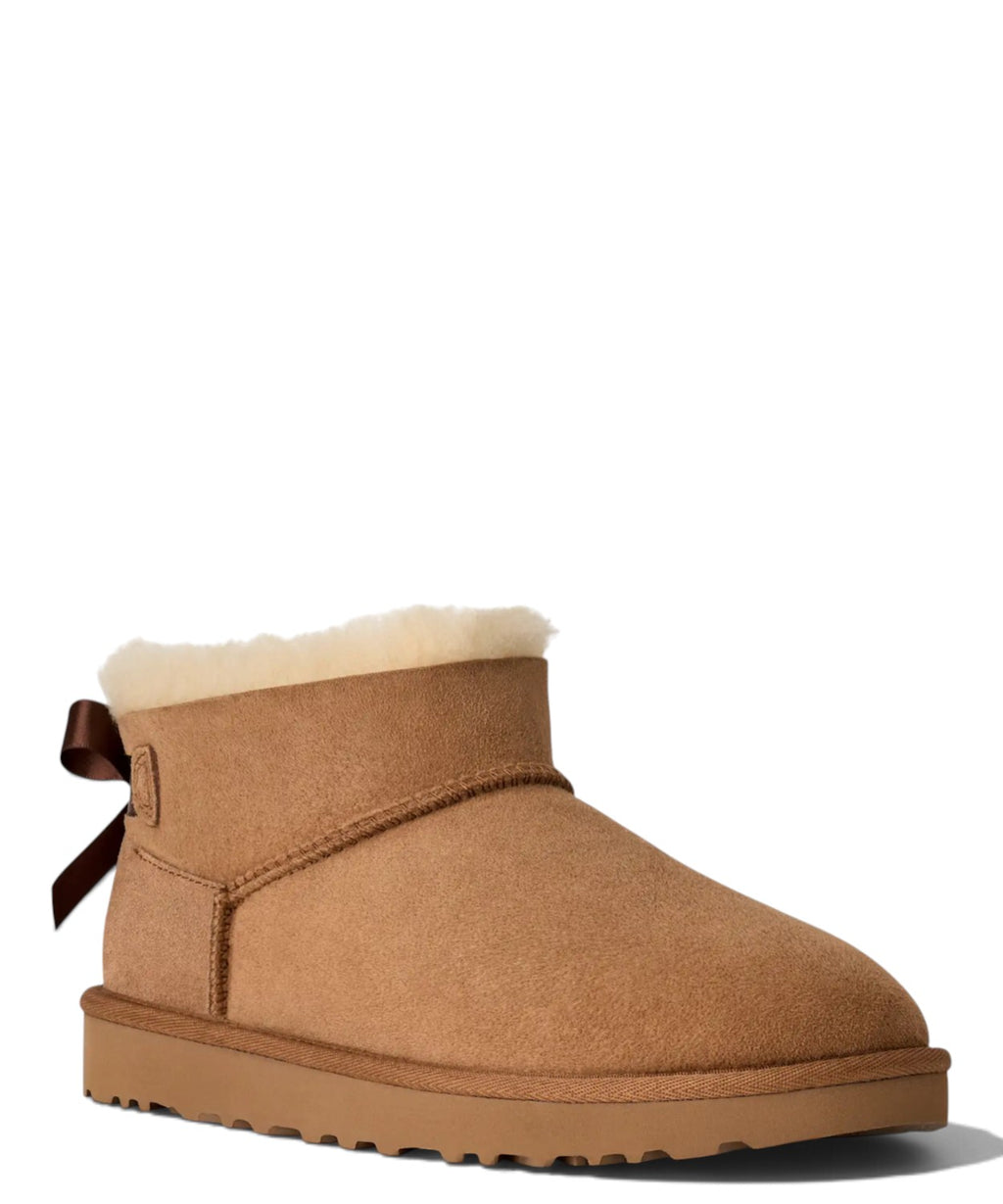 Bottes femme UGG Ultra Mini Bailey Bow en peau lainée