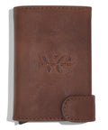 Portefeuille en cuir véritable marron avec protection RFID