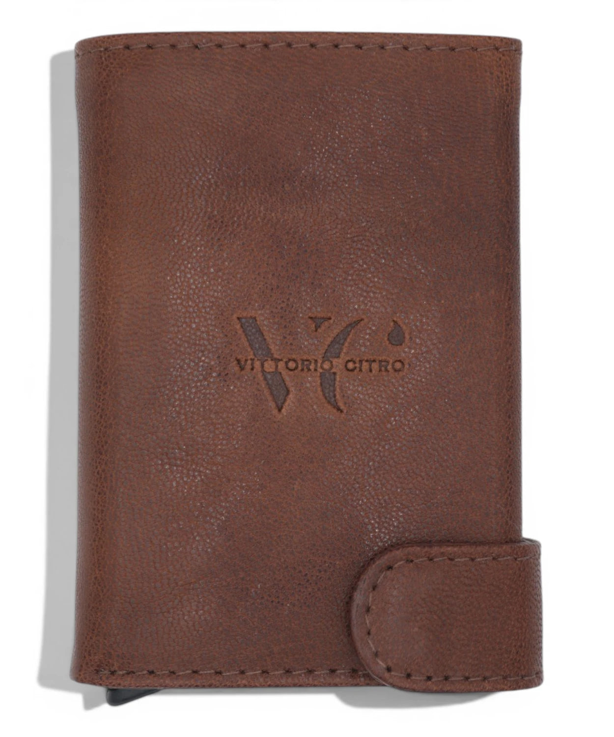 Portefeuille en cuir véritable marron avec protection RFID
