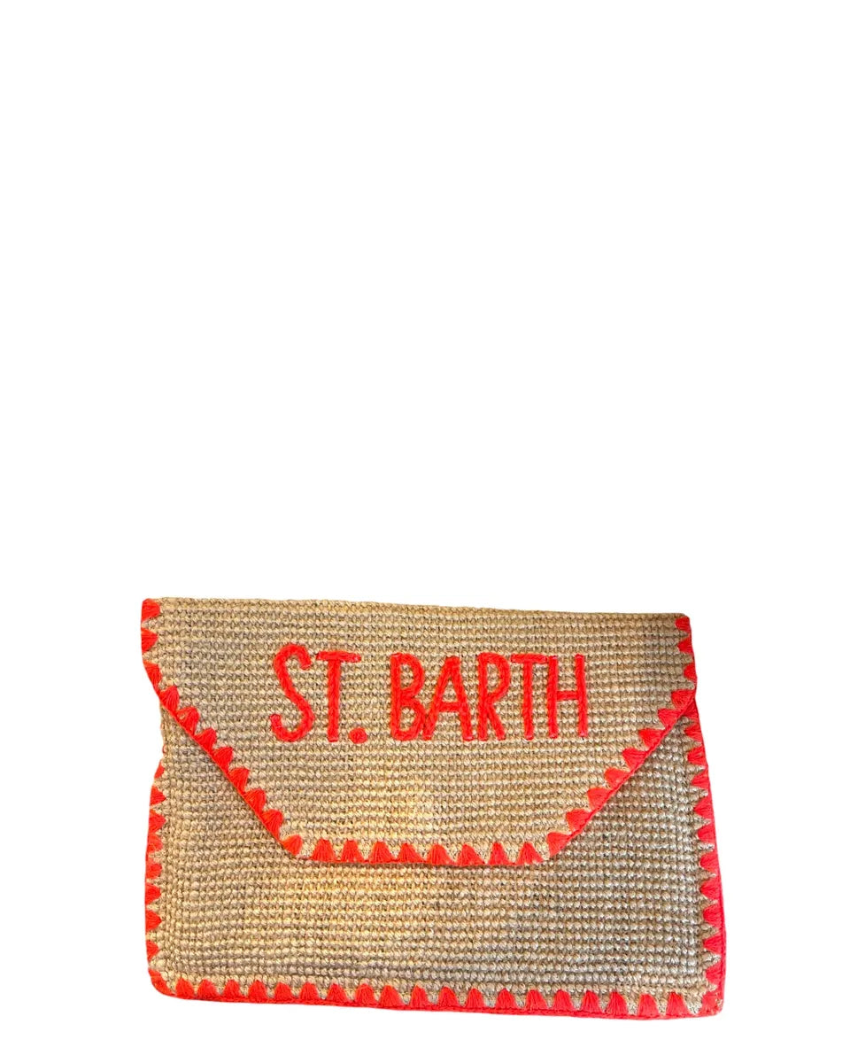 Pochette Envelope in rafia naturale con dettagli ricamati-Mc2 Saint Barth-Pochette-Vittorio Citro Boutique