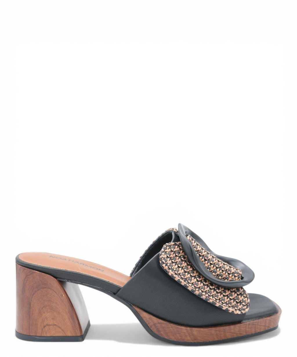 Mules ROSE Noa Harmon talon bois boucle tressée