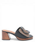 Mules ROSE Noa Harmon talon bois boucle tressée