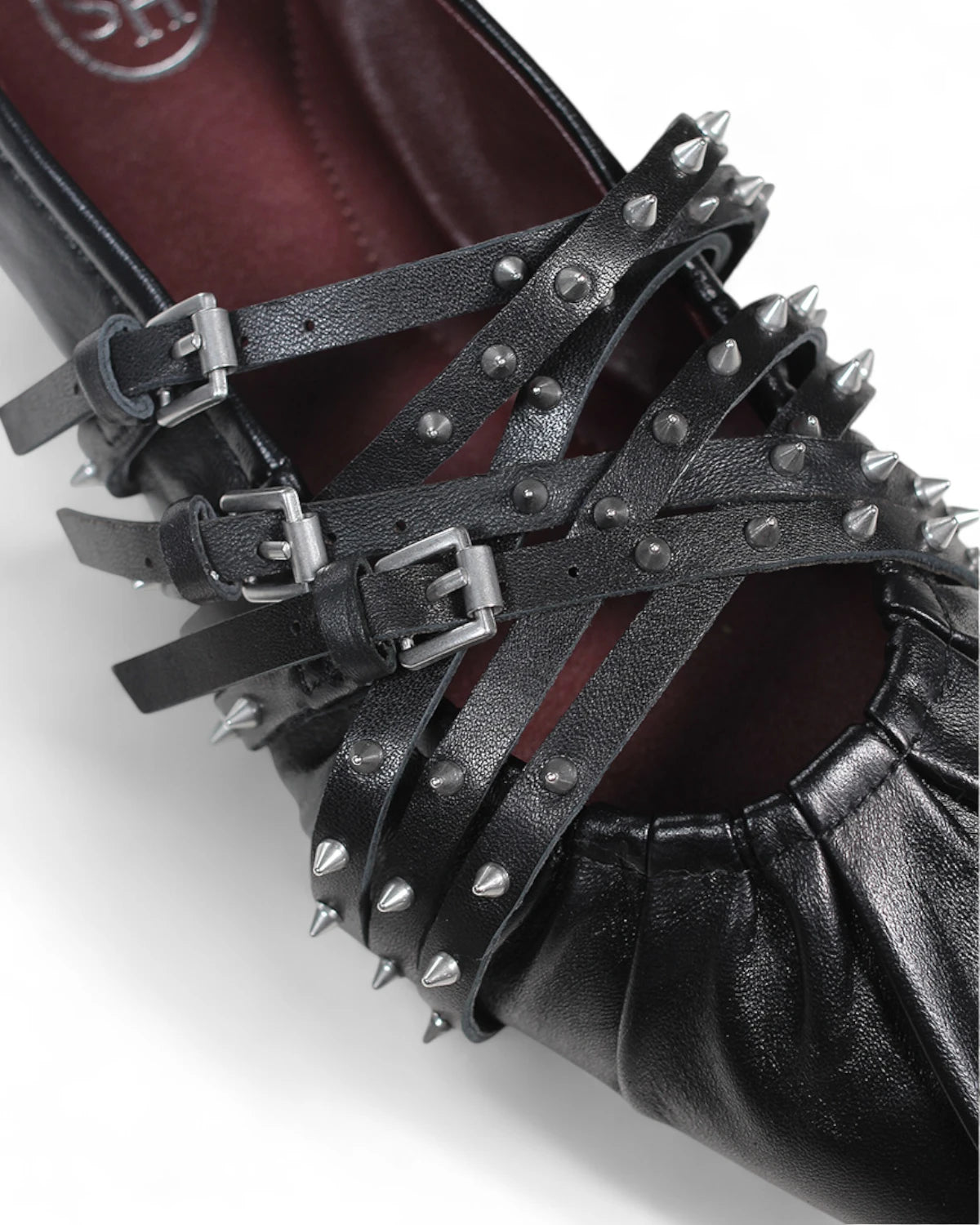 Ballerine Brendah in Pelle Nera con Punta Affusolata e Borchie-ASH-Ballerine-Vittorio Citro Boutique