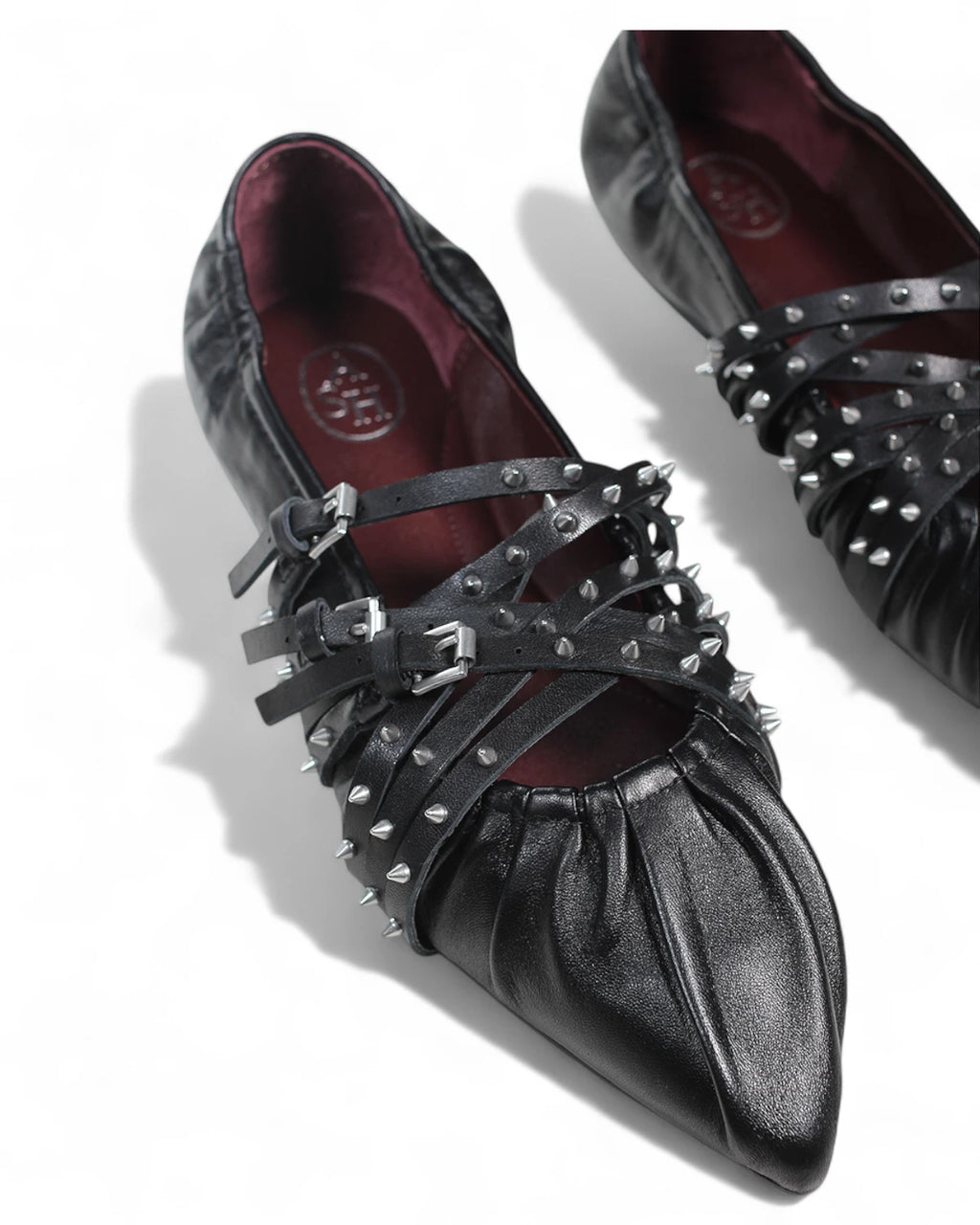 Ballerine Brendah in Pelle Nera con Punta Affusolata e Borchie-ASH-Ballerine-Vittorio Citro Boutique