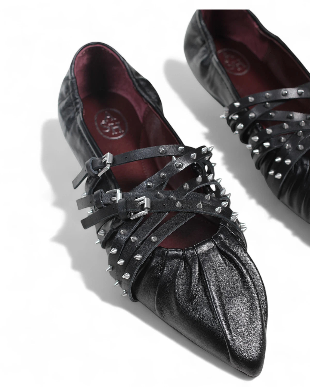 Ballerine Brendah in Pelle Nera con Punta Affusolata e Borchie-ASH-Ballerine-Vittorio Citro Boutique