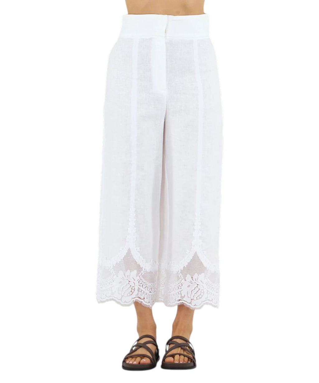 Pantalon Femme Taille Haute Twinset avec Dentelle