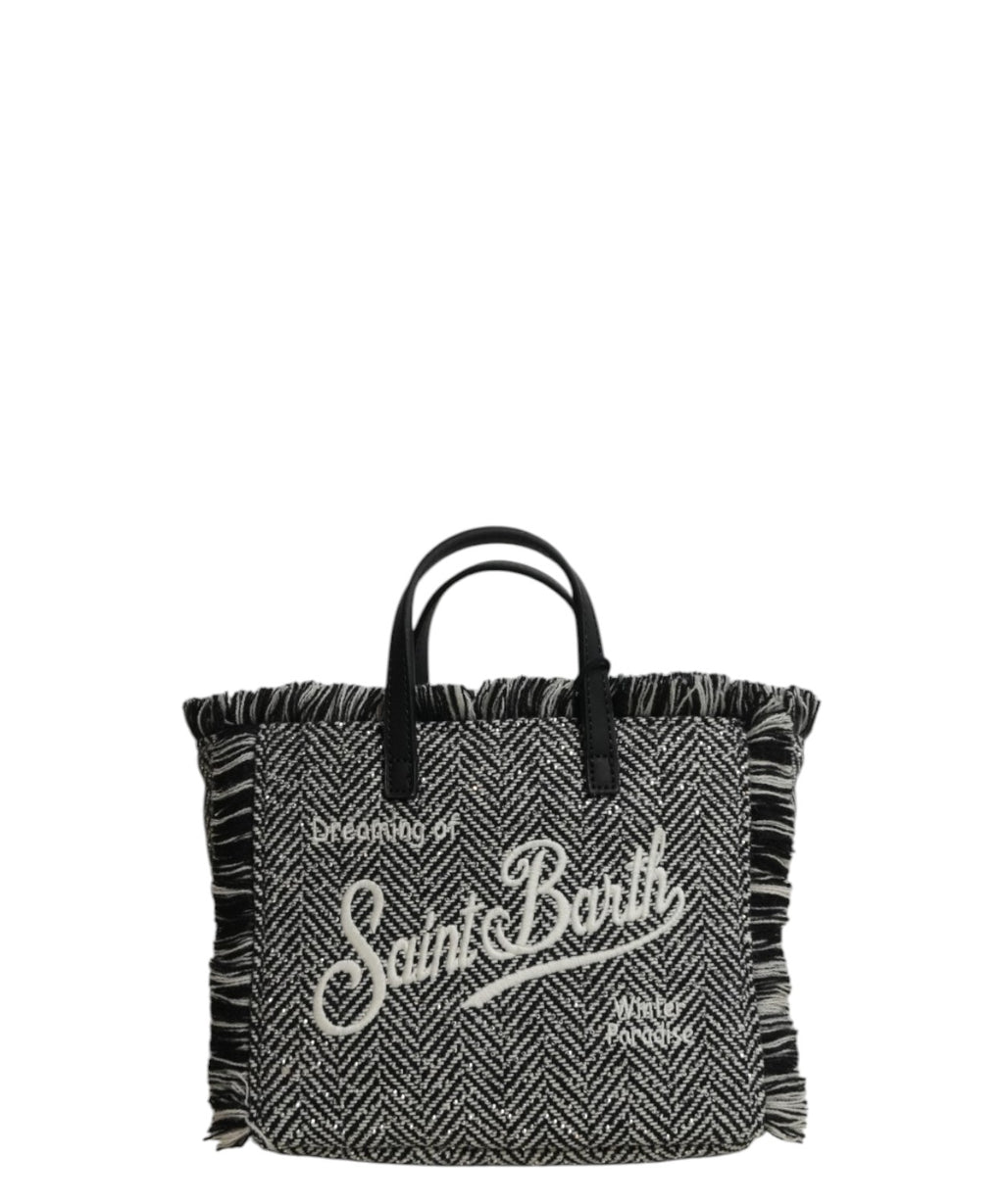 Mini-sac Vanity en laine chevron ornée de strass