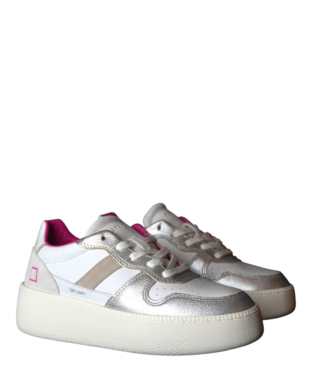 D.A.T.E. Baskets Court Platform Laminé Argenté