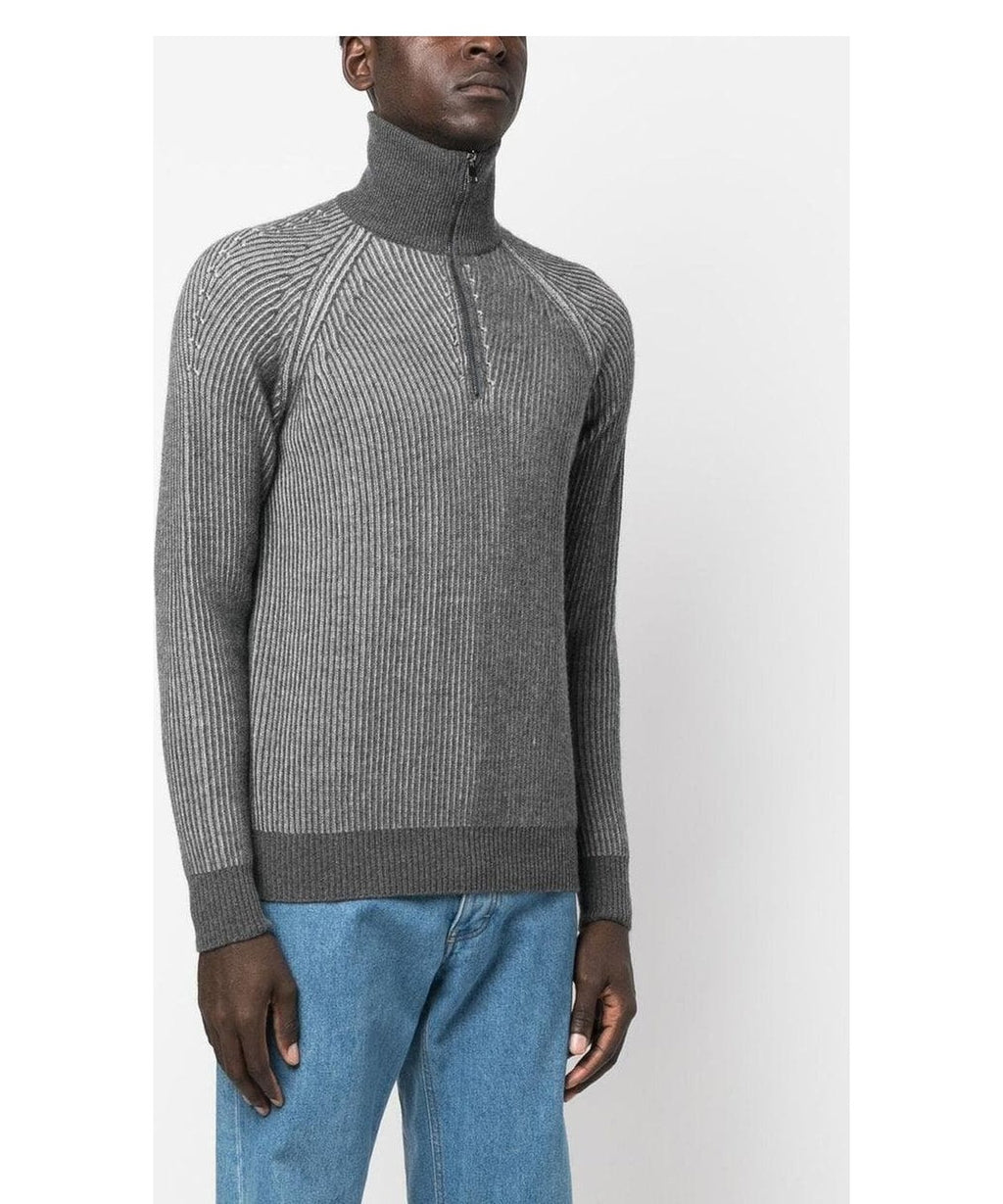 Maglia con mezza zip in maglia a costine - Vittorio Citro Boutique