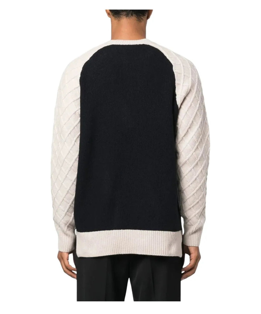 Maglione Emporio Armani in pura lana color-block con pattern a rombi-Emporio Armani-Maglieria-Vittorio Citro Boutique