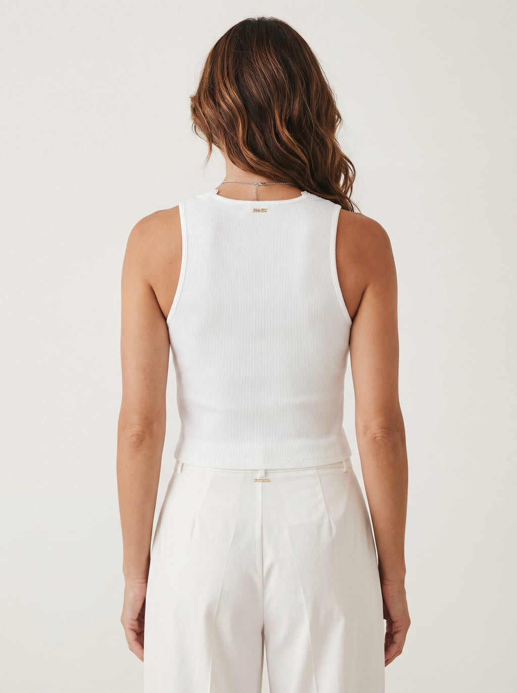 Débardeur Femme Twinset en Côtelé avec Dentelle et Macramé
