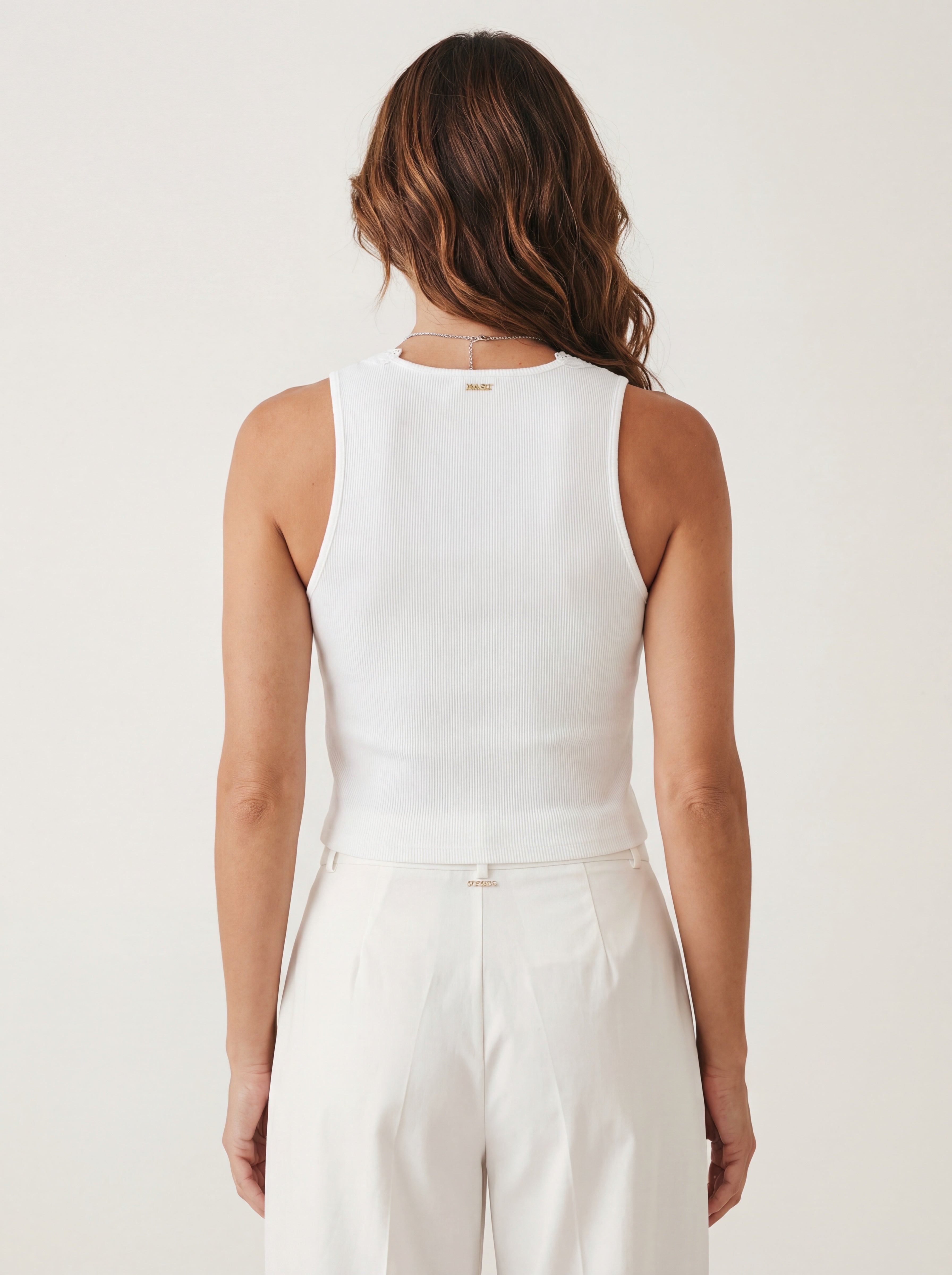 Débardeur Femme Twinset en Côtelé avec Dentelle et Macramé