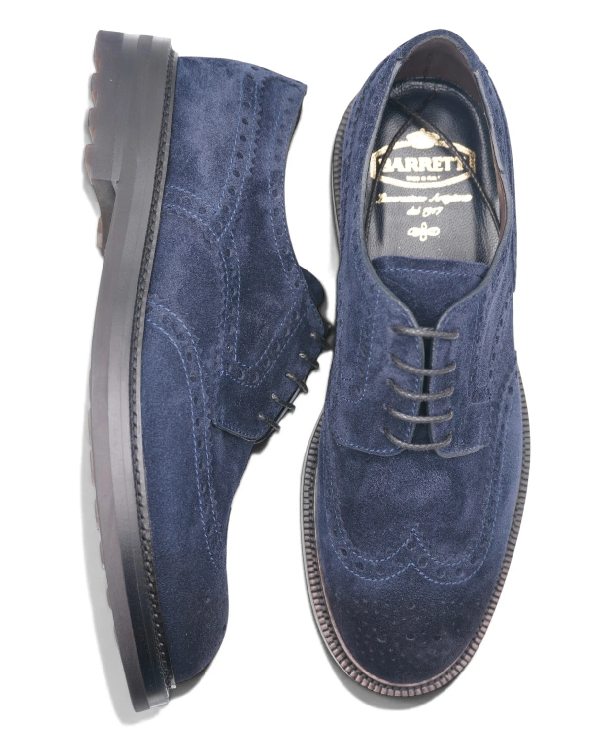 Stringata Brogue Uomo in Camoscio Baltic Blue