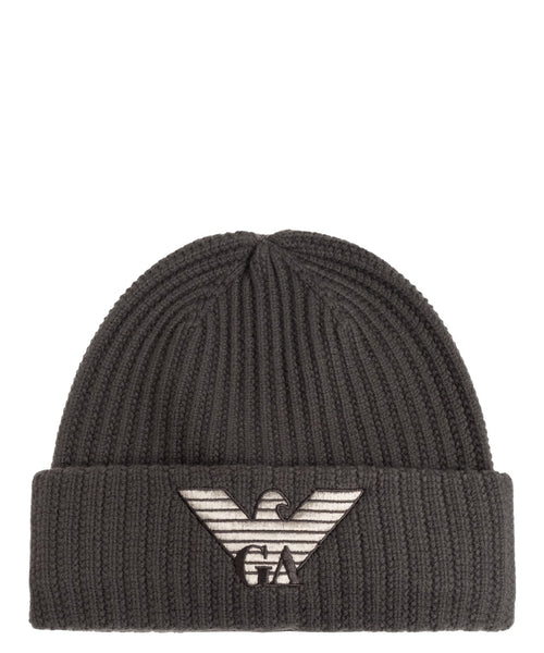 Berretto Emporio Armani in lana con logo ricamato