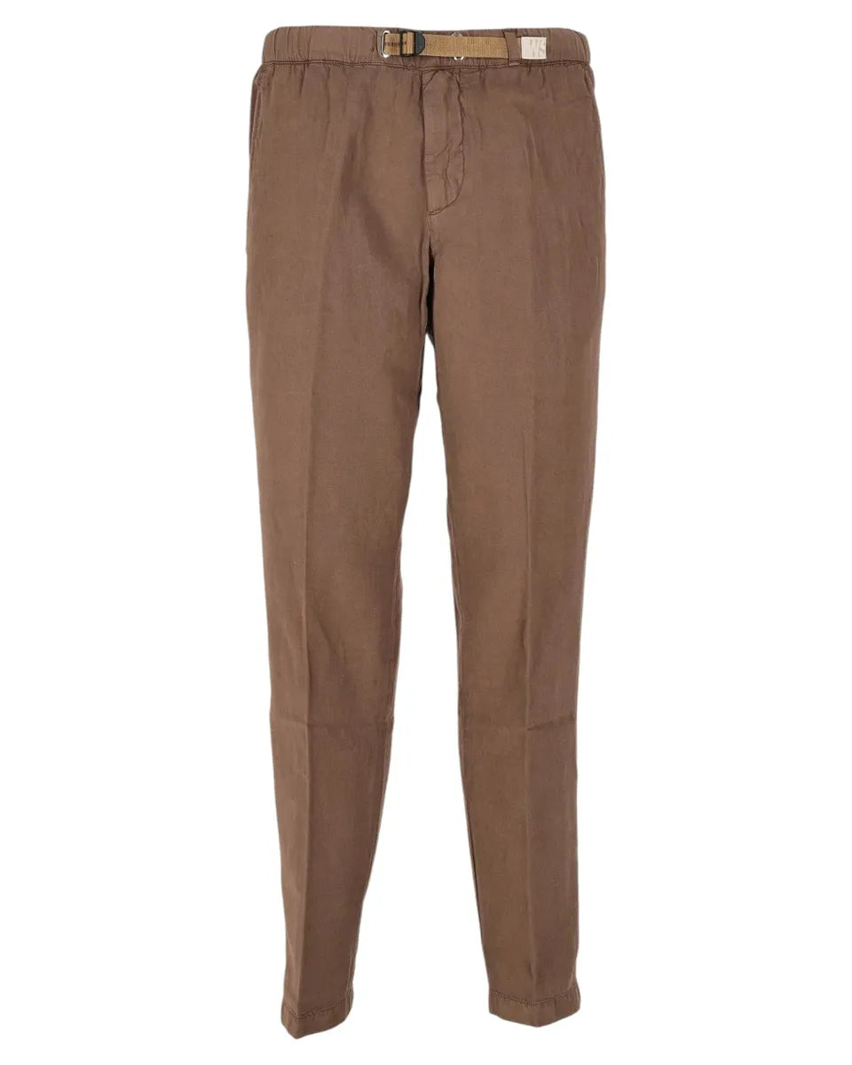 Pantalone Slim in Lino e Lyocell con Cintura Regolabile-Pantaloni-WHITE SAND-Vittorio Citro Boutique