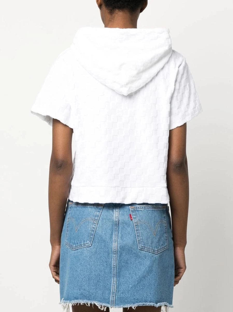 Felpa con cappuccio in spugna a quadri con logo ricamato-Mc2 Saint Barth-T-shirt-Vittorio Citro Boutique