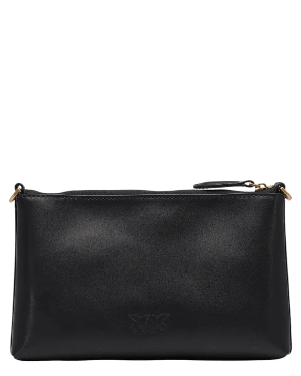 Borsa a Tracolla Piatta in Pelle con Logo Love Birds-Pinko-Pochette-Vittorio Citro Boutique