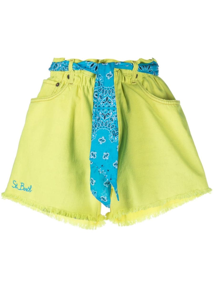 shorts in denim con cintura e motivo ricamato-Mc2 Saint Barth-Shorts-Vittorio Citro Boutique