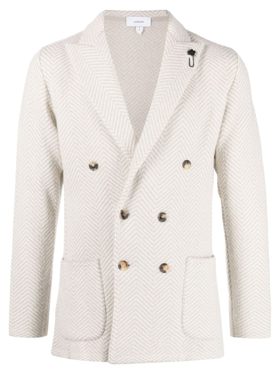 Blazer doppiopetto con motivo a spina di pesce-Lardini-Maglieria-Vittorio Citro Boutique